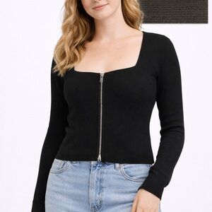 Abercrombie & Fitch Black Ribbed Knit Top